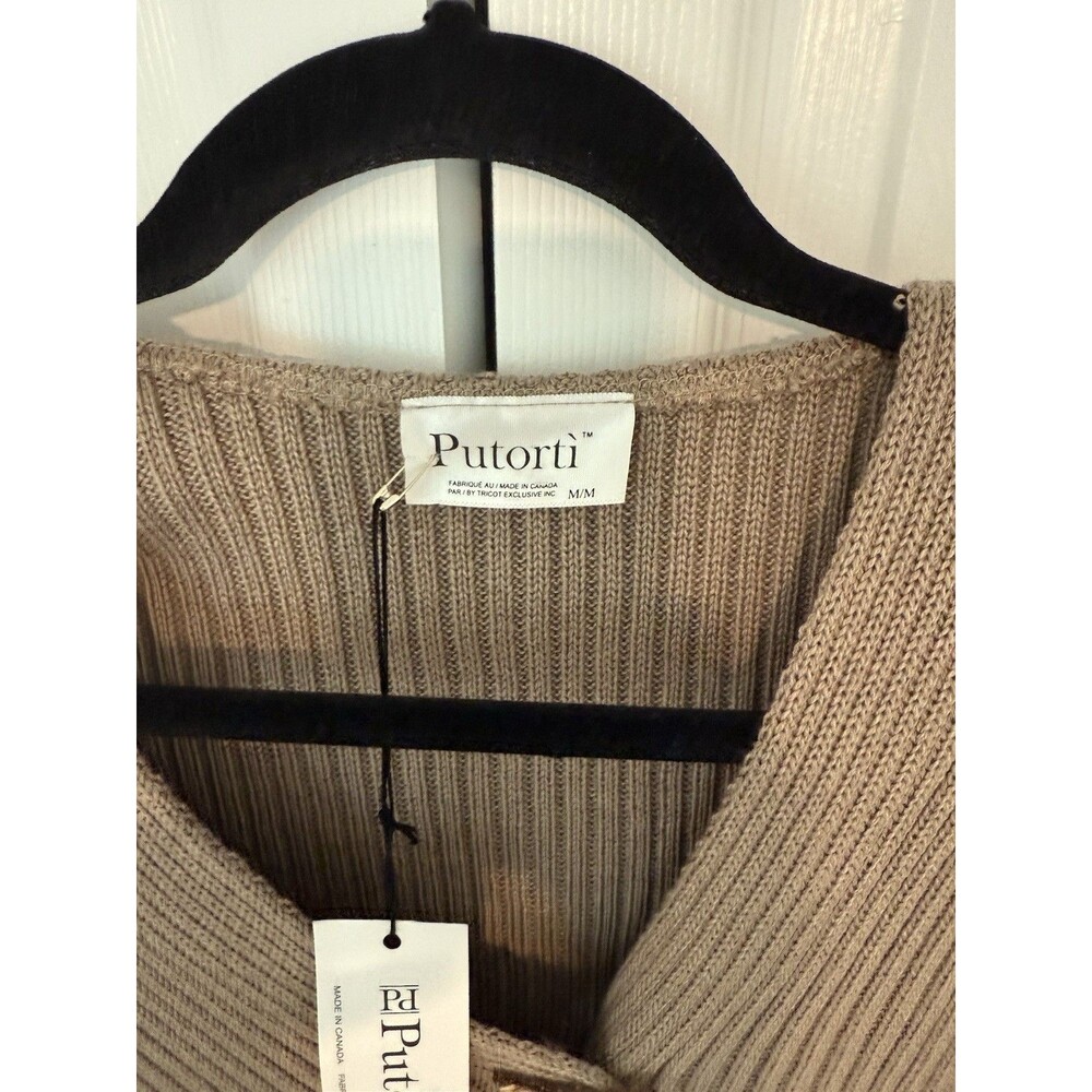 Putorti‎ Women's Artsy Sweater 3/4 Sleeve Asymmetrical Stretch Button M NEW - Picture 3 of 10